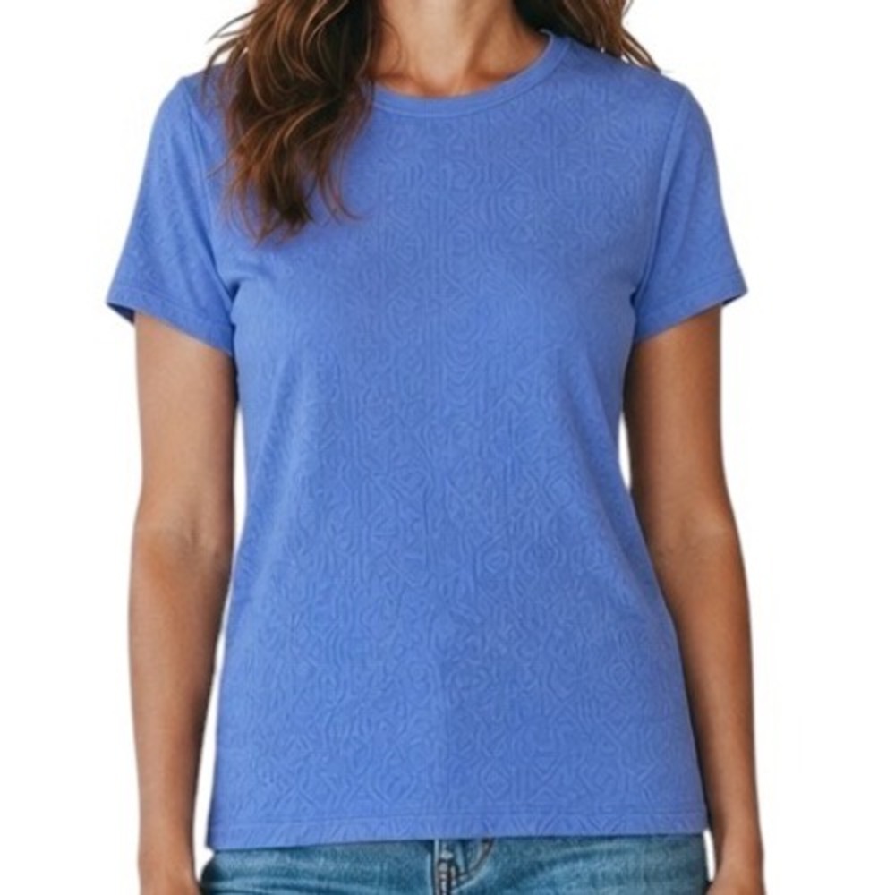J.McLaughlin Top Womens Small Blue Excellent Short Sleeve Geometric Jacquard